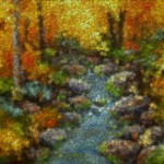 Stylized autumn forest river