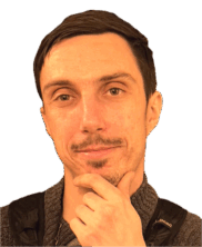 Steven Uray with hand on chin portrait.